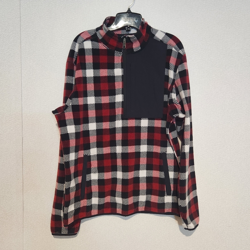 Duluth Trading Company Fleece Plaid Quaterzip Pullover Mens Medium Relaxed Fit
